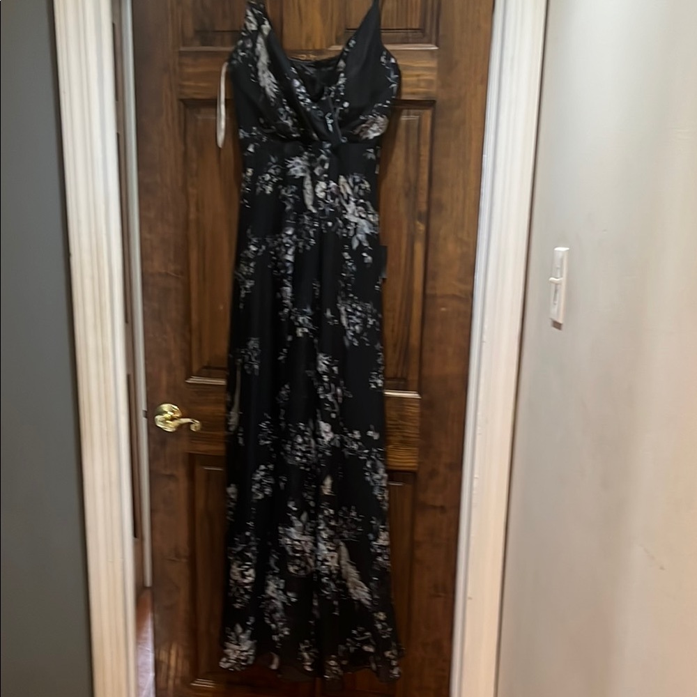 Lulu's Black and White Ruffled Wrap Maxi Dress